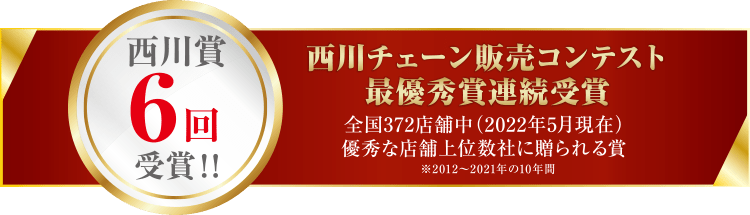 西川チェーン販売コンテスト最優秀賞連続受賞